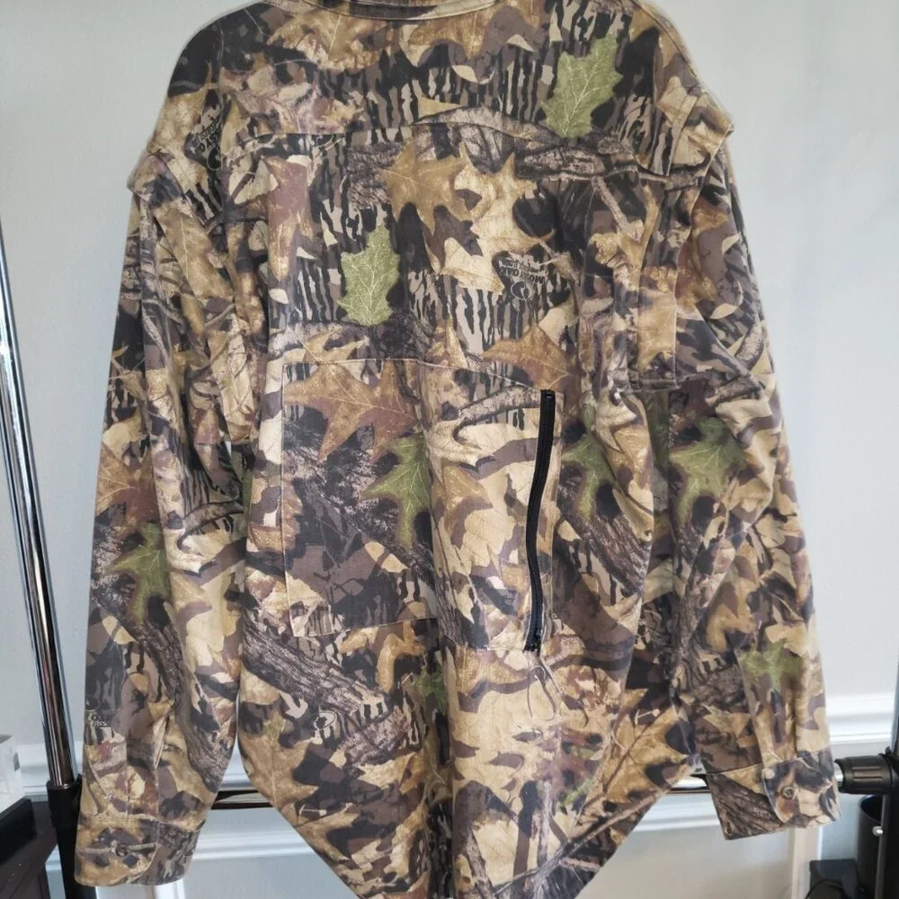 Mossy Oaks Forest Floor Shirt Camo XL Zip Off Sleeves Zipper Back Pocket